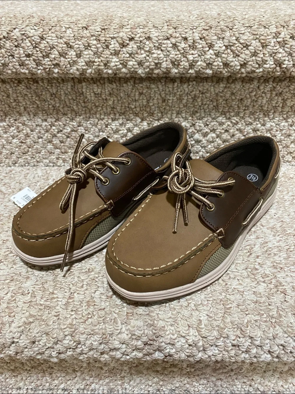 American Eagle by Payless Boys Tan/Brown Boat Mocassin Shoes